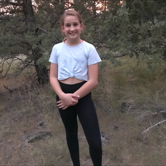 Baby blue crop from p sure basics with black pants - Picture 1 of 4